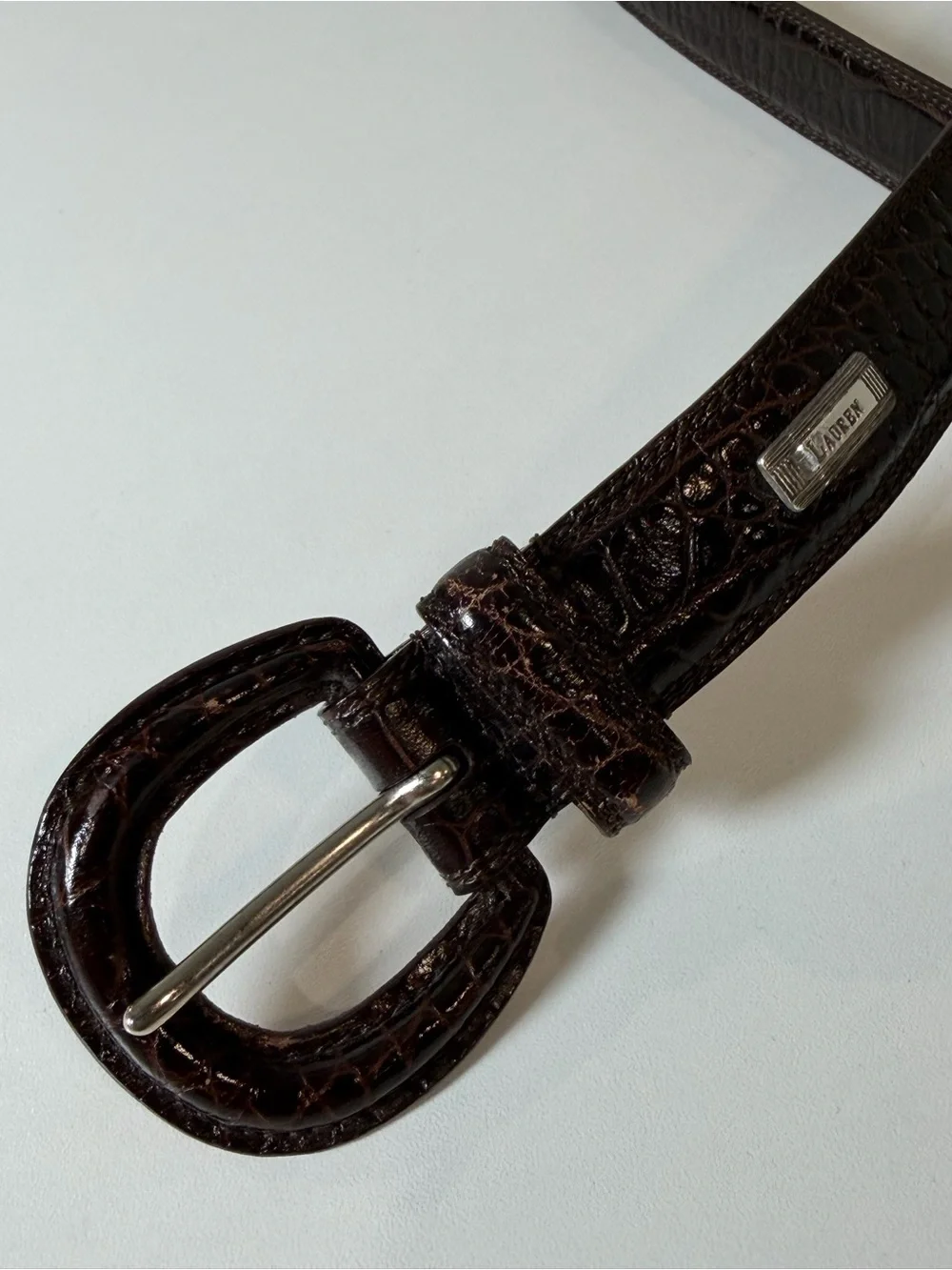 Ralph Lauren Women’s 3X Dark Brown Croc-Embossed Genuine Leather Belt Lux